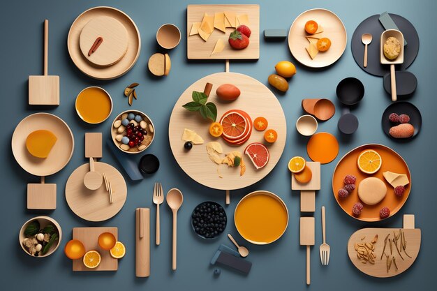 Colaj de farfurii și ingrediente